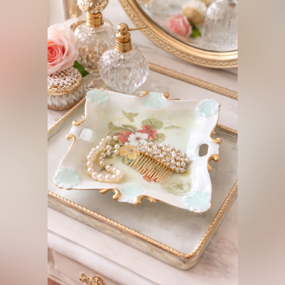 Antique Hand-Painted Porcelain Plate/Trinket Dish – Signed “Mary Owen”